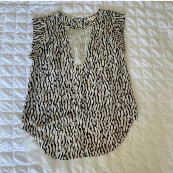 Rebecca Taylor Mirage silk  Black and beige Sleeveless Cut Out Blouse - Picture 1 of 12